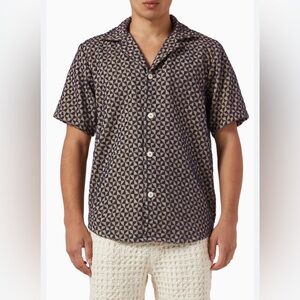 OAS Puzzle Cuba Terry button up Shirt large EUC